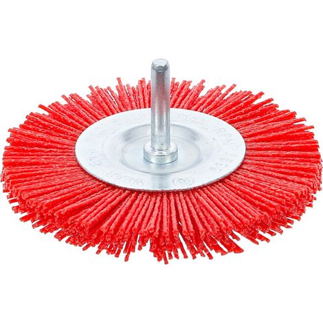 Brosse plate nylon 100 mm tige 6 mm BGS (1/4)