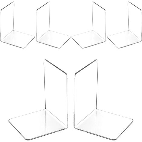 6 serre-livres acrylique transparents décoratifs pour bureau et école (1/4)