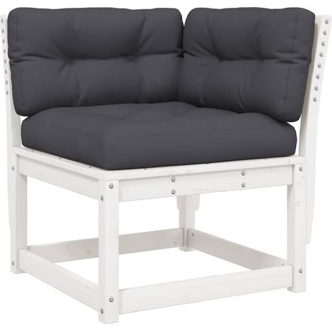 Maison Exclusive - Garten-Ecksofa mit Kissen Weiß 73x73x78 cm Mas (1/5)