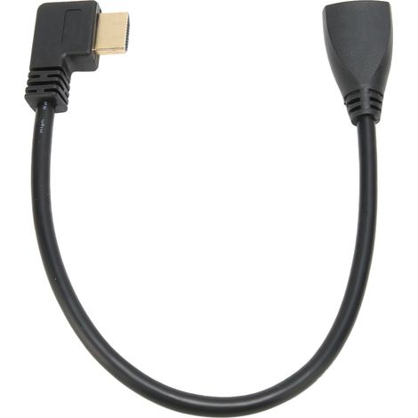 Câble d'extension d'interface multimédia HD coudé à gauche, type A mâle-femelle, fiche plaquée or 24 carats, câble vidéo 3D 4K (1/5)
