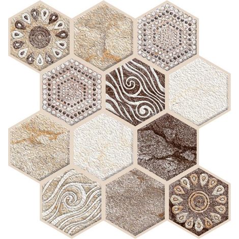Lot de 5 stickers muraux 3D en PVC, effet carrelage, anti-choc, pour décoration intérieure (1/5)