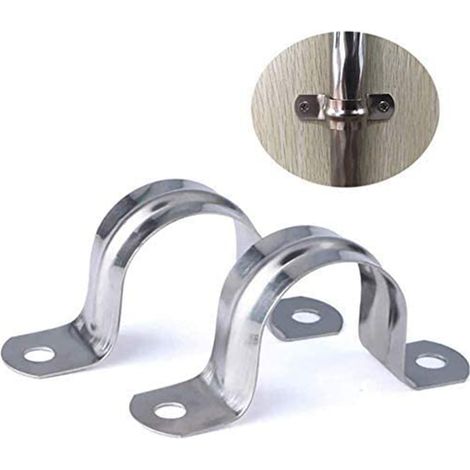 Lot de 20 colliers de serrage pour tuyaux en acier inoxydable 304, colliers en forme de U, colliers de serrage à deux trous, colliers de tension pour tuyaux (1/5)