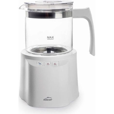 Montalatte 3 in 1 con contenitore, base in acciaio inossidabile, 250 ml, bianco - 3600 W