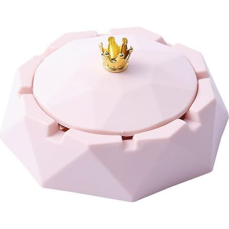 Posacenere in acciaio inox rosa con coperchio, adatto per uso interno ed esterno, antivento, posacenere decorativo per casa e ufficio, posacenere da scrivania