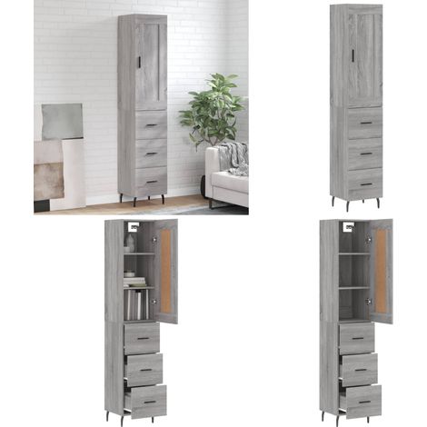 Highboard Grau Sonoma 34,5x34x180 cm Holzwerkstoff - Holzwerkstoff - Schrank (1/5)