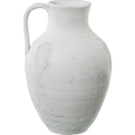 Vase de Table avec poignée en céramique Blanc et Gris Rustique, 24 x 26 x 39 cm (1/5)