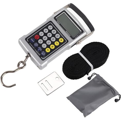 7-in-1 Tragbare digitale Angelwaage mit hintergrundbeleuchtetem LCD-Bildschirm und Temperaturrechner für Angler im Freien (1/5)