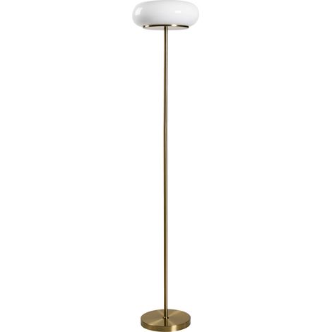 Lámpara de pie LED moderna con pantalla de vidrio base de metal con regulador de intensidad blanco Nith (1/5)