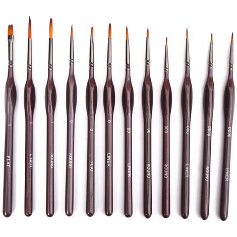 12 Pcs Pinceaux Fins Pinceaux Peinture Professionnels Pinceaux Miniatures pour Acrylique Huile (1/5)