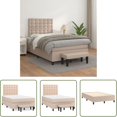 The Living Store Sommier à lattes de lit avec matelas Cappuccino 120x200 cm - Lit Plateforme - Lit Capitonné - Lit Double - Literie - Chambre À Coucher (1/5)