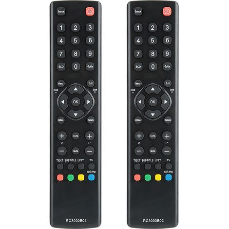 Juego de 2 mandos a distancia con botones grandes compatibles con la familia de televisores TCL RC3000E02 ABS de largo alcance. (1/5)