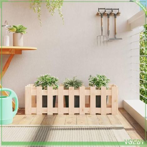 Lit surélevé de jardin - FAFEICY - 832472 - Pin massif - 100 x 30 x 30 cm - Extérieur polyvalent (1/5)