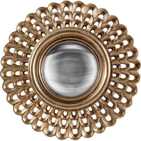 Miroir rond convexe doré 21,5cm (1/2)