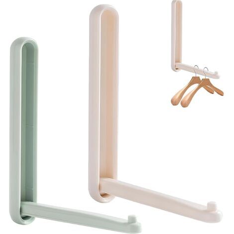 2pcs Support de Rangement pour Cintres, Organisateur de cintres réglable Multifonctionnel, Crochet Adhésif Puissant sans Couture (1/5)