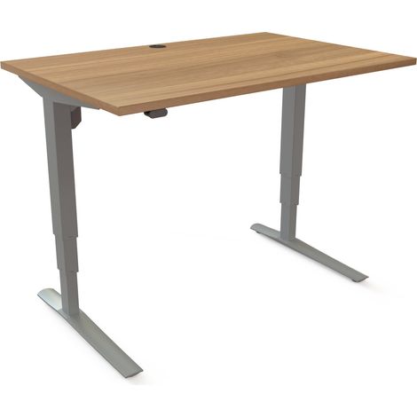 STIER Elektrisch höhenverstellbarer Schreibtisch 501-43 120 x 80cm Nussbaum mel. 65-125cm (1/3)