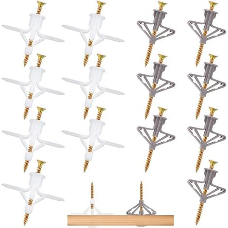 200 pieces anchors for hollow concrete blocks, screws and dowels, hollow wall fixings, anchors for plasterboard, dowels with screws for plasterboard, for wall plasterboard (1/5)