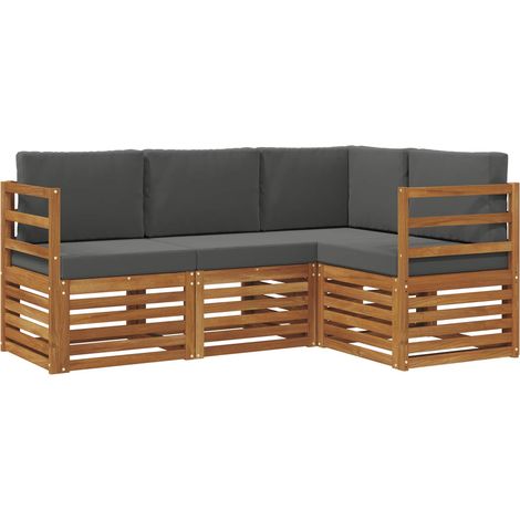 Set divani 4 pz Salotto da Giardino Naturale e Antracite Legno di Acacia Massello (1/5)