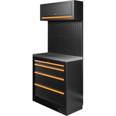 JBM SERIE593 Composizione arredo officina con armadio a 4 cassetti - Arancione
