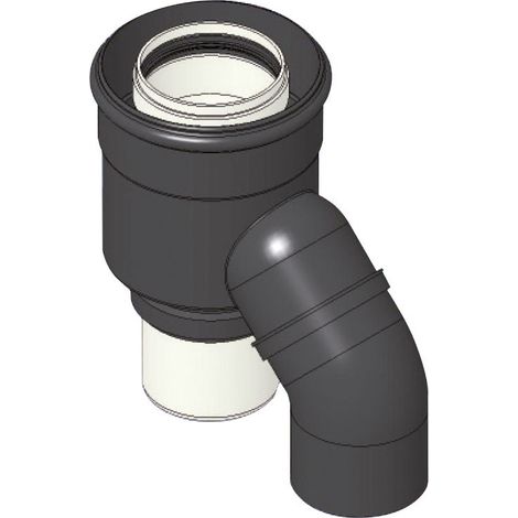 Adattatore camino ø 80/80 mm con interno in PP ed esterno in PVC 00000051372