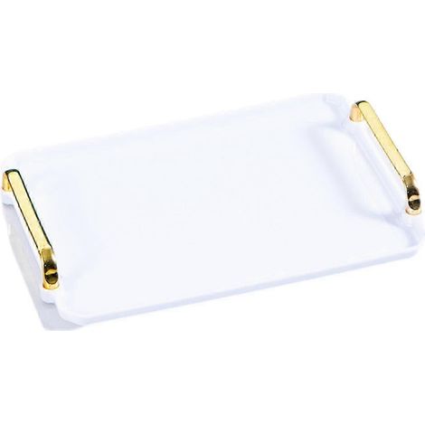 Serviertablett, dekoratives Kosmetiktablett, rechteckiger Badezimmer-Organizer, Schmuck-, Parfüm- und Kosmetikhalter für Dusche, Tisch oder Schreibtisch-L-white (1/5)