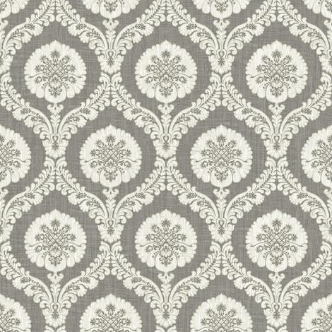 Wallquest Caspia Traditional Wallpaper Grey White Floral Acrylic Coated (1/4)