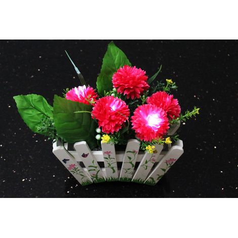 LED Solar Gartendeko Blumenkasten Laterne Solarleuchte Lichterkette Kunstpflanze - Blumenkasten weiß