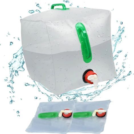 Set of 2 collapsible 20L water bottles with tap and carrying handle, portable insulated bag. - AquaForge (1/5)