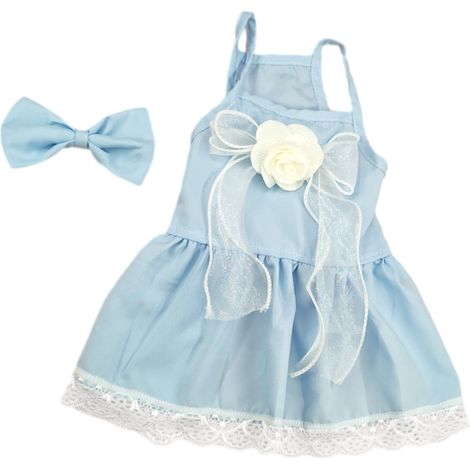 1 robe pour chien et chat, taille S, en coton et maille, avec nœud décoratif, pour petites races, usage été et fête (1/5)