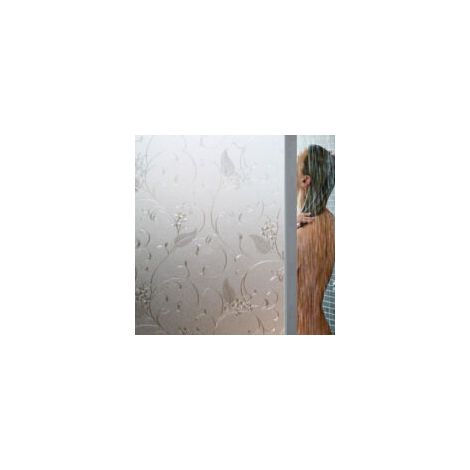 Sichtschutzfolie, Milchglasfolie mit eingraviertem Blumenmuster, Milchglasfolie - Crezuo