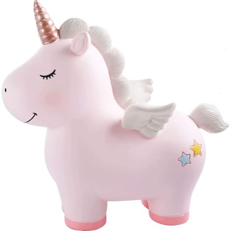 Hucha de resina con forma de unicornio arcoíris para niños, juguetes y regalos de Navidad o cumpleaños (niñas de 6 a 8 años)