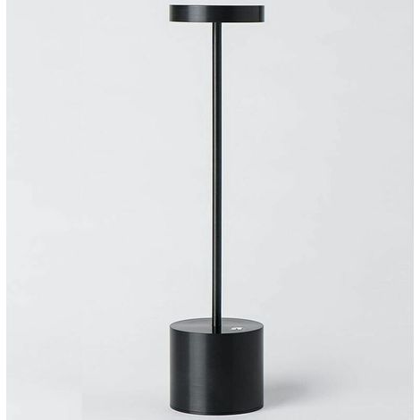 FOREHILL Kabellose Tischleuchte, Akku, 2 Helligkeitsstufen, Nachttischlampe aus Metall, für Wohnzimmer, Schlafzimmer, Büro, Arbeitszimmer (Schwarz)