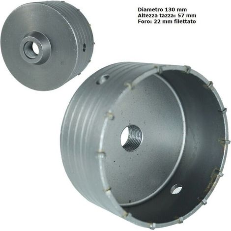 FRESA CAROTATRICE A TAZZA 130 MM PER MURO FRESE PIETRA CALCESTRUZZO CEMENTO