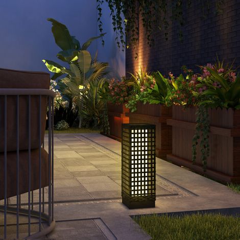 Außen-Solarlampe aus Kunstgeflecht mit Dämmerungssensor LED IP44 schwarz HAVRYA (1/5)