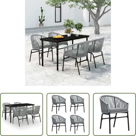 Salle à manger extérieure - Ensemble à manger de jardin 5 pcs Gris (1/5)