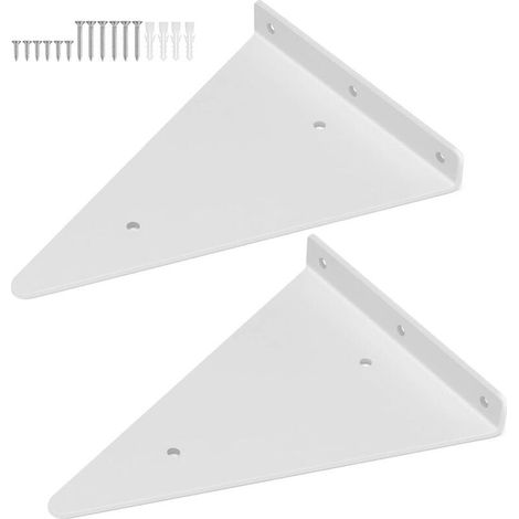 ALOVEZ 2 Pièces Supports d'étagère Flottants, Supports à Tablettes Muraux Triangulaires Invisibles avec Vis, Equerre Etagere Murale Métal pour étagère pour Déco Salon (1/4)