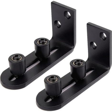 YMYNY 2PCS Guide Portail Coulissant Réglable Montage Mural Roues Doubles Fond Guide pour Accessoire de Quincaillerie de Porte de Grange Noir