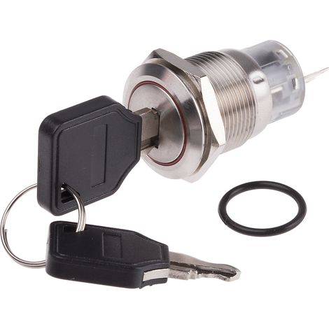 Rs Pro – Interrupteur à clé unipolaire 2 positions 5 A – Indice de protection IP40 – Pour contrôle momentané – Acier inoxydable durable (1/2)