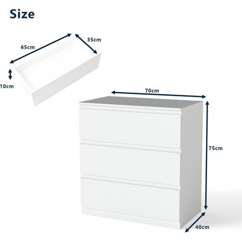 Meuble Commode blanche de rangement chambre avec 6 tiroirs pour salon et chambre, Dimensions: H76/L120/P40 cm - Maison