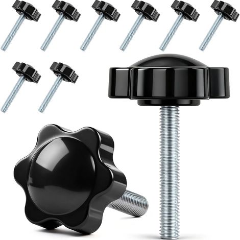 Lot de 10 vis à poignée étoile - Vis moletées M5 x 20 mm - Vis avec poignée - Vis à tête étoile - Écrou à poignée étoile - Pour machine-outils, machines de serrage (1/5)