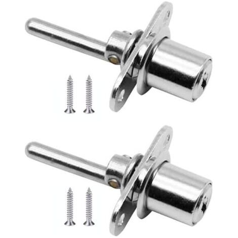 2 Pièces Serrure à Tiroir avec Clé pour Meubles Serrure à Piston pour Classeurs Armoire Vitrine, Diamètre 16 mm, Longueur 61 mm (Argent)