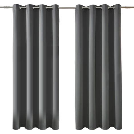 Tende oscuranti lunghe con occhielli per soggiorno, set di 2 pannelli isolanti per camera da letto, grigio scuro, 132 cm x 183 cm (1/5)