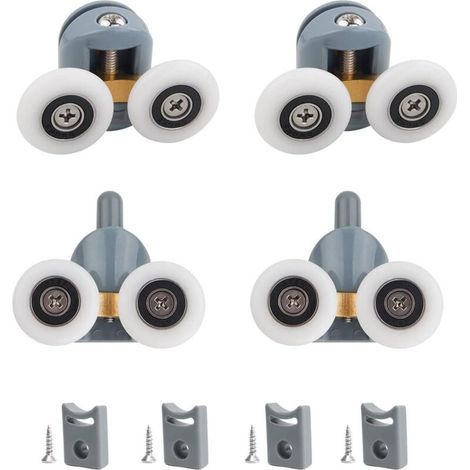 (23MM) 2 pairs, Shower door rollers, 23mm diameter replacement rollers for sliding shower doors, suitable for glass (1/4)