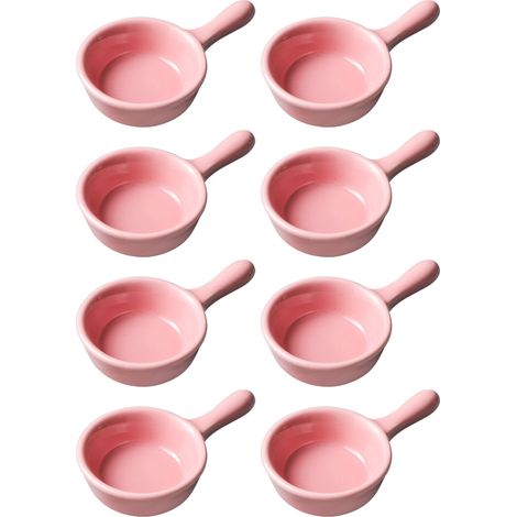Ramequin En Céramique - 8 Pièces - Assiette À Sauce Mini - Avec Poignée - Empilable - Micro-ondes Four Lave-vaisselle - Pour Condiments Salsa Ketchup (1/5)