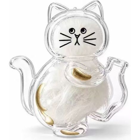 Cute kitten fur and whiskers transparent storage box, cat-shaped creative refrigerator magnet, three-flower design (magnetic).