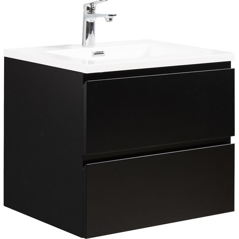 Badezimmer Badmöbel-Set Angela 60cm - Matt Schwarz - Unterschran
