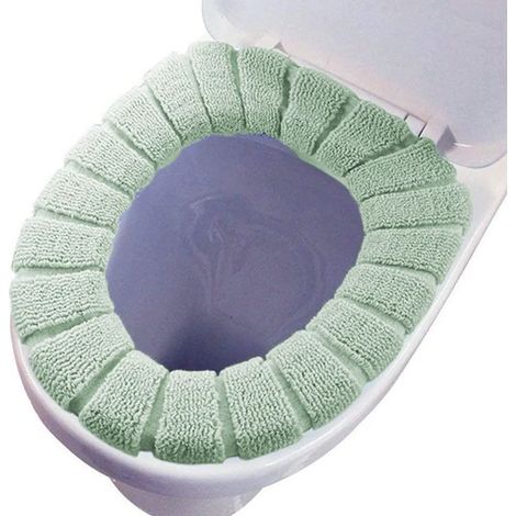 Housse de siège de toilette chauffante, housse de siège de toilette lavable, coussin chauffant pour siège de toilette, tissu doux, épais, élastique et lavable, lot de 4 (1/5)