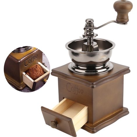 Moulin à café manuel à manivelle, noyau en acier, style rétro, idéal pour la maison et le camping. (1/5)