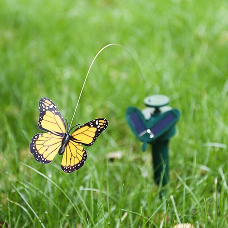 Crezuo Solar-Gartenornament mit tanzenden Schmetterlingen und fliegenden Kolibris