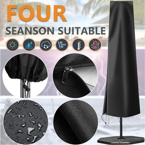 Sonnenschirmhülle, 205 cm, wasserdichtes Oxford-Gewebe, Schwarz (1/4)