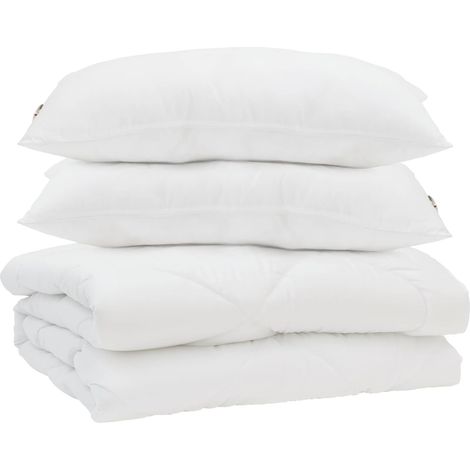 Couette avec oreiller 3 pcs Blanc Microfibre (1/5)